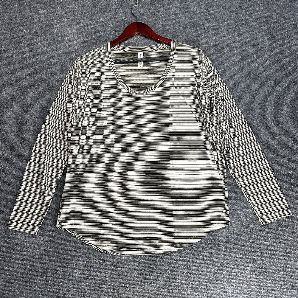 Athleta Cloudlight Stratus Top Womens Small Striped Long Sleeve Popover Tee